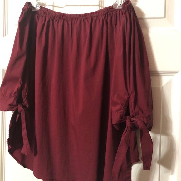 Hers & Mine Maroon Off the Shoulder Blouse Size Medium - Picture 1 of 8